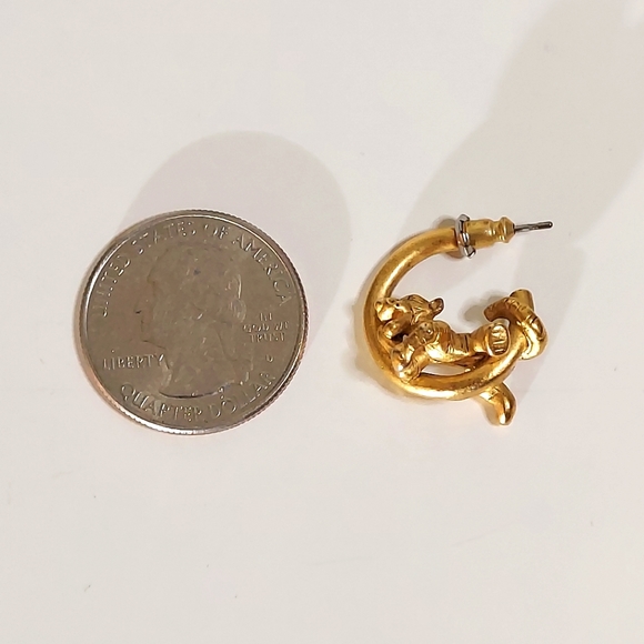 Gold Toned Tigger Hoop Earrings - Picture 9 of 9